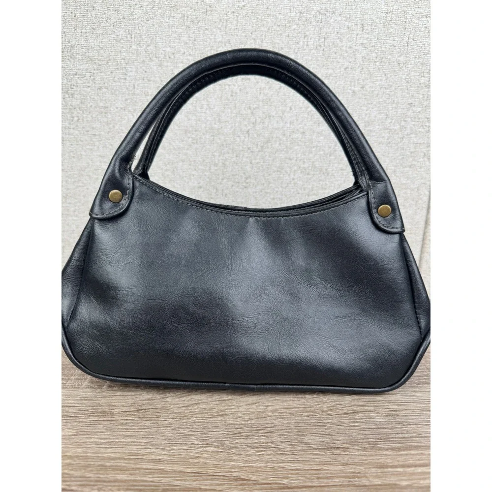 Y2K Style Black Vegan Leather Faux Suede Hobo Bag — Soho Shoulder Bag